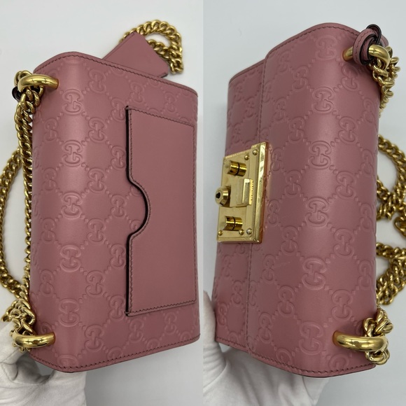 ❌SOLD❌Authentic Gucci pink Guccissima small padlock chain bag - Picture 9 of 16